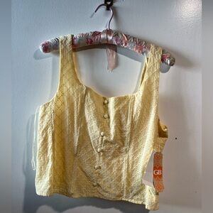 Butter yellow eyelet tank top NWT